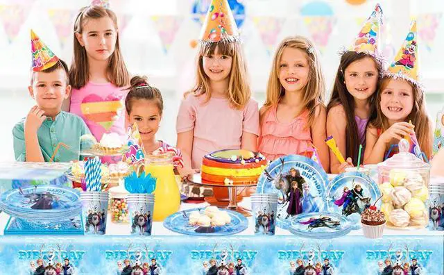 Alt view image 7 of 7 - Frozen Party Supplies, 161pcs Frozen Party Tableware Set Including Frozen Plates and Napkins & Elsa Paper Cup & Frozen Tablecloth etc Frozen Themed Birthday Party Supplies for Girls (Serves 20)
