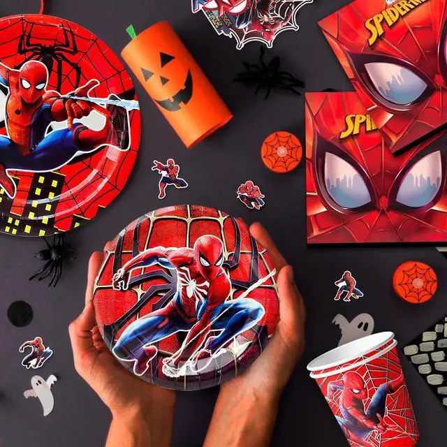 Alt view image 3 of 7 - Marvel Spiderman Party Decorations, 115 Pcs Spiderman Birthday Decorations & Spiderman Party Tableware Set-Spiderman Party Balloons Banner Plate etc Marvel Spiderman Birthday Party Supplies