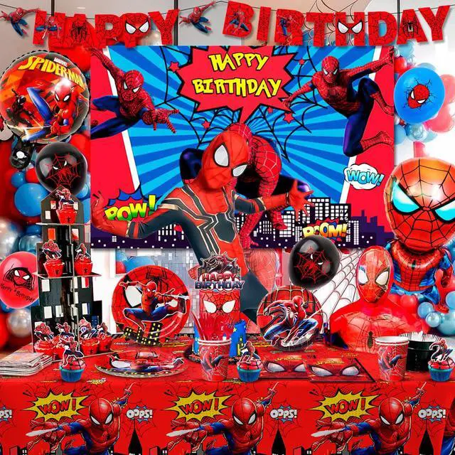 Alt view image 5 of 7 - Marvel Spiderman Party Decorations, 115 Pcs Spiderman Birthday Decorations & Spiderman Party Tableware Set-Spiderman Party Balloons Banner Plate etc Marvel Spiderman Birthday Party Supplies