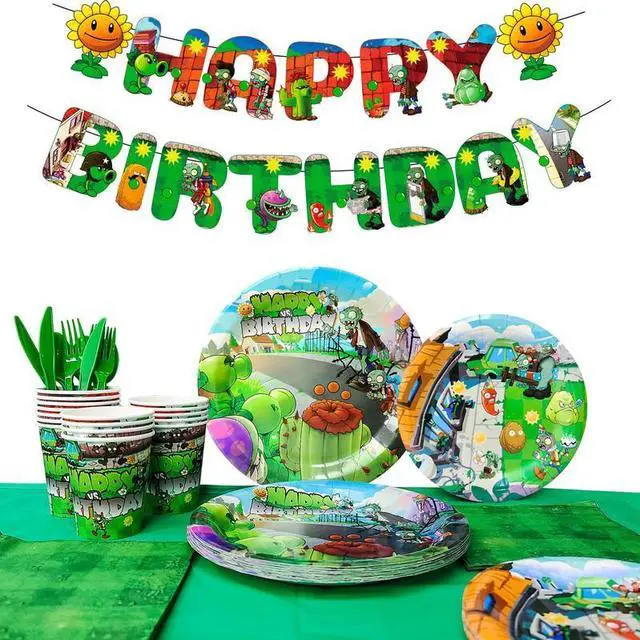 Main image of Plant Vs Zombies Game Birthday Decoration Party Supplies Tableware Plate Cup Set