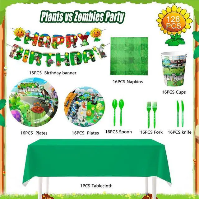Alt view image 2 of 7 - Plant Vs Zombies Game Birthday Decoration Party Supplies Tableware Plate Cup Set
