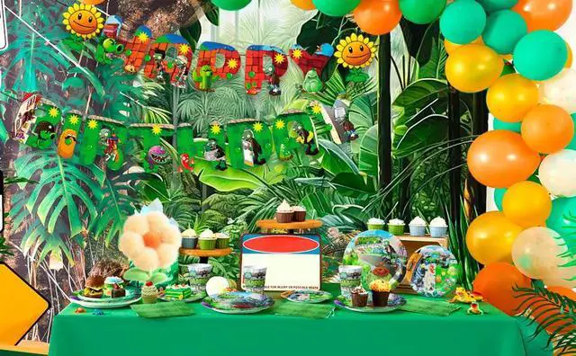 Alt view image 7 of 7 - Plant Vs Zombies Game Birthday Decoration Party Supplies Tableware Plate Cup Set