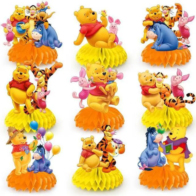 Main image of Winnie The Pooh Party Supplies , 9pcs Winnie The Pooh Honeycomb Centerpieces,Winnie The Pooh Centerpieces for Tables 3D Double Side for Winnie The Pooh Party Decorations