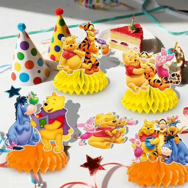 Alt view image 4 of 7 - Winnie The Pooh Party Supplies , 9pcs Winnie The Pooh Honeycomb Centerpieces,Winnie The Pooh Centerpieces for Tables 3D Double Side for Winnie The Pooh Party Decorations