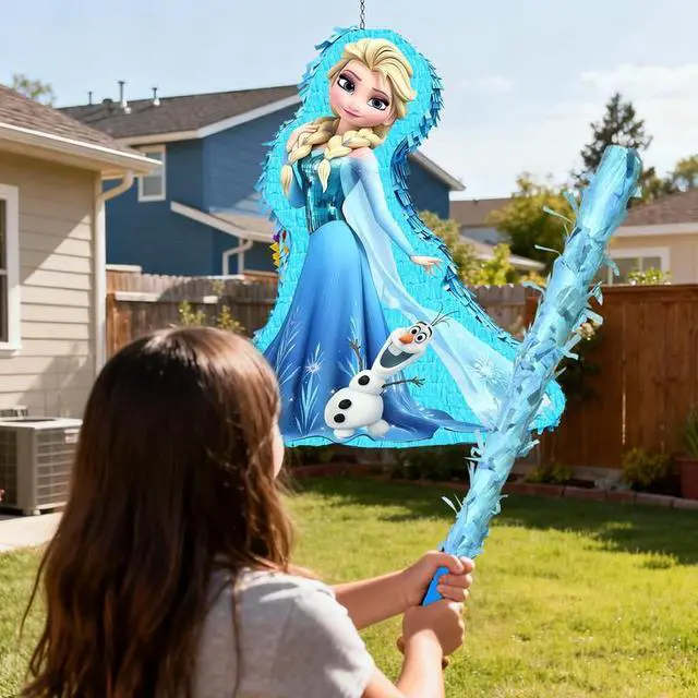 Alt view image 5 of 7 - 4 Pcs Elsa Princess Pinata, Elsa Princess Pinatas Bundle,including Elsa Princess Theme Pinata,Elsa Princess Party Pinata Stick,Party Games Blindfold etc Elsa Princess Pinata Supplies for Elsa Princess