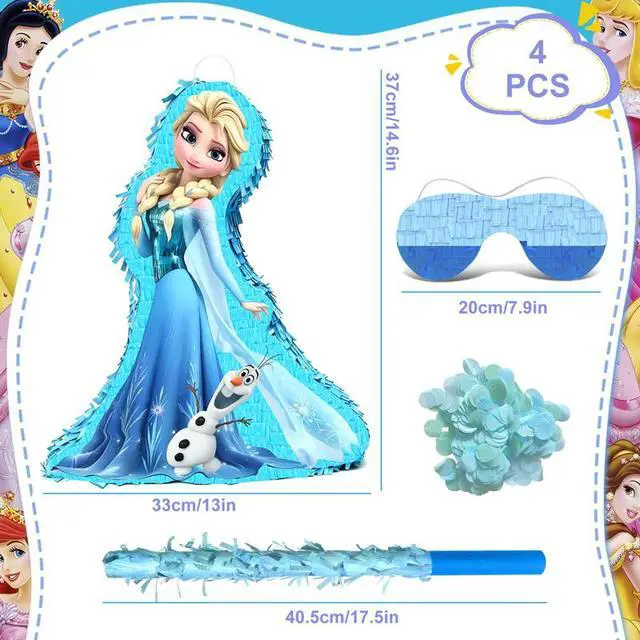 Alt view image 2 of 7 - 4 Pcs Elsa Princess Pinata, Elsa Princess Pinatas Bundle,including Elsa Princess Theme Pinata,Elsa Princess Party Pinata Stick,Party Games Blindfold etc Elsa Princess Pinata Supplies for Elsa Princess