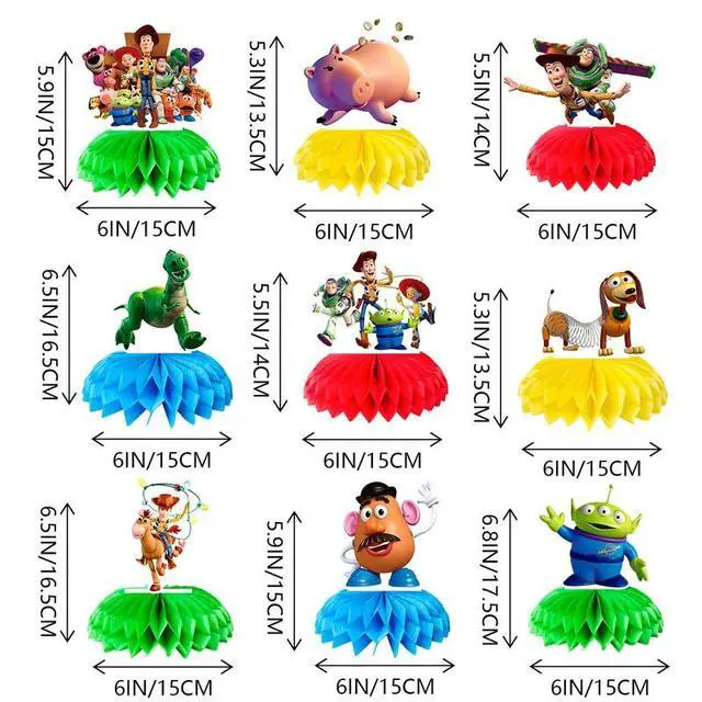 Alt view image 2 of 7 - Toy Story Centerpieces for Tables, 9pc 3D Double Side Toy Storys Honeycomb Centerpieces for Toy Story Themed Party Decorations,Toy Story Table Decorations or Toy Story Baby Shower Centerpieces