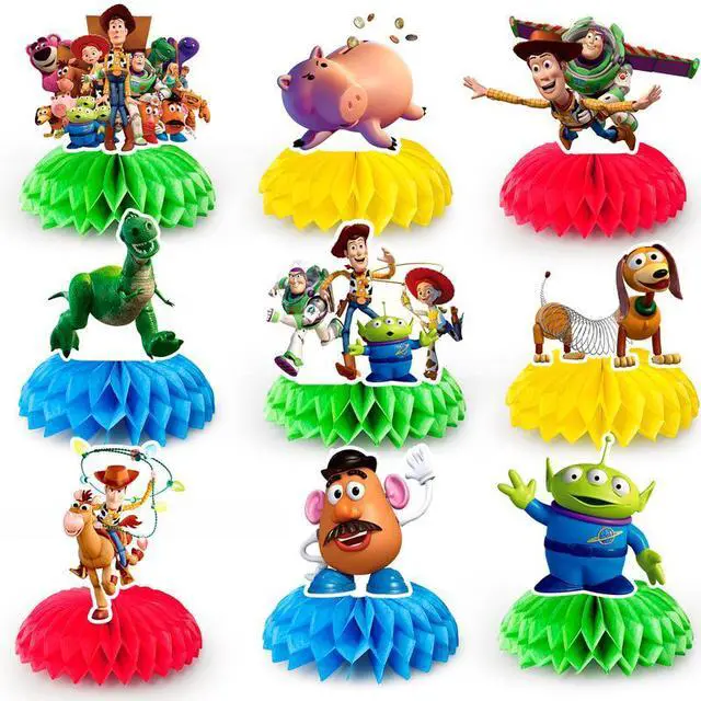 Main image of Toy Story Centerpieces for Tables, 9pc 3D Double Side Toy Storys Honeycomb Centerpieces for Toy Story Themed Party Decorations,Toy Story Table Decorations or Toy Story Baby Shower Centerpieces