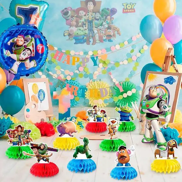 Alt view image 3 of 7 - Toy Story Centerpieces for Tables, 9pc 3D Double Side Toy Storys Honeycomb Centerpieces for Toy Story Themed Party Decorations,Toy Story Table Decorations or Toy Story Baby Shower Centerpieces