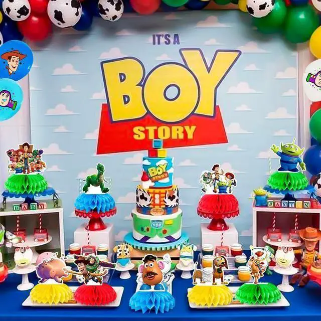 Alt view image 4 of 7 - Toy Story Centerpieces for Tables, 9pc 3D Double Side Toy Storys Honeycomb Centerpieces for Toy Story Themed Party Decorations,Toy Story Table Decorations or Toy Story Baby Shower Centerpieces
