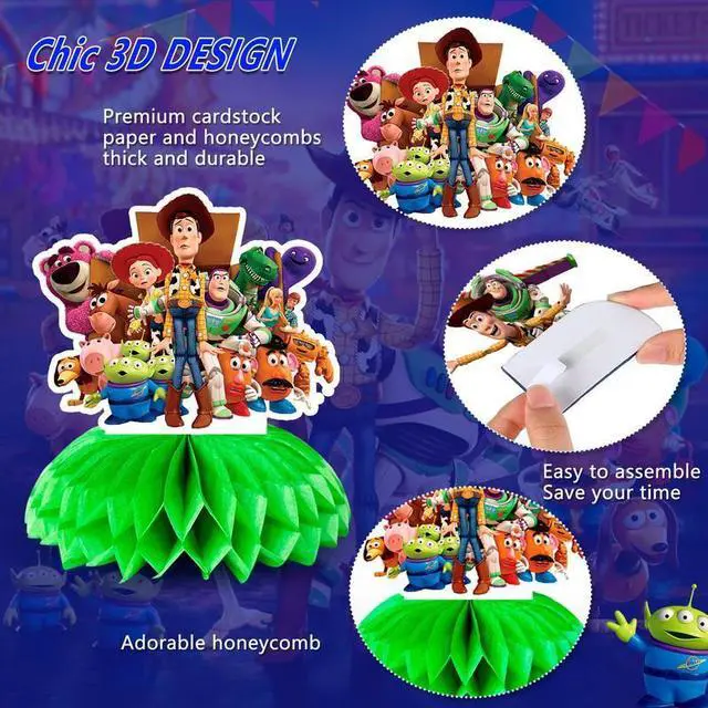 Alt view image 6 of 7 - Toy Story Centerpieces for Tables, 9pc 3D Double Side Toy Storys Honeycomb Centerpieces for Toy Story Themed Party Decorations,Toy Story Table Decorations or Toy Story Baby Shower Centerpieces