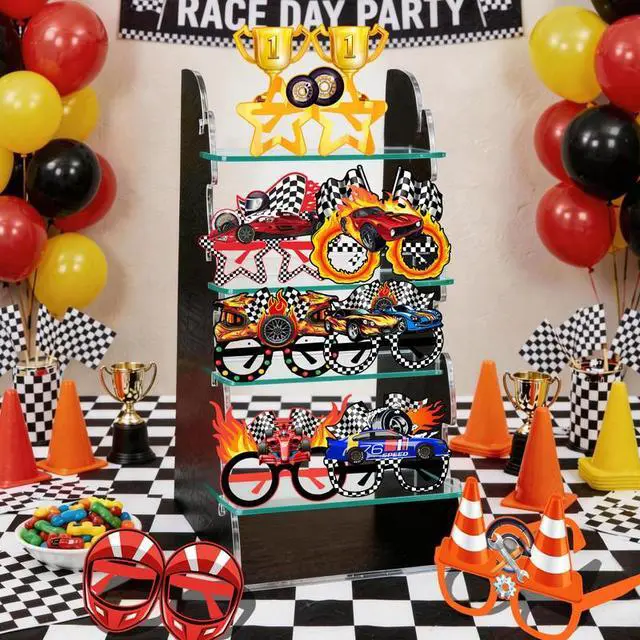 Alt view image 4 of 7 - 36pcs Racing Cars Birthday Party Photo Booth Props Racing Party Decorations,Race Car Birthday Party Supplies, Racing Car Party Decorations, Racing Paper Glasses, Goodie Bag Fillers, Pinata Stuffers
