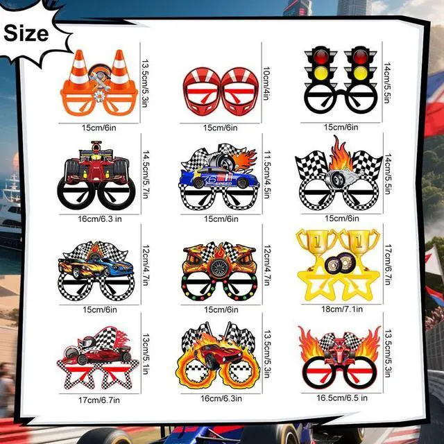 Alt view image 7 of 7 - 36pcs Racing Cars Birthday Party Photo Booth Props Racing Party Decorations,Race Car Birthday Party Supplies, Racing Car Party Decorations, Racing Paper Glasses, Goodie Bag Fillers, Pinata Stuffers