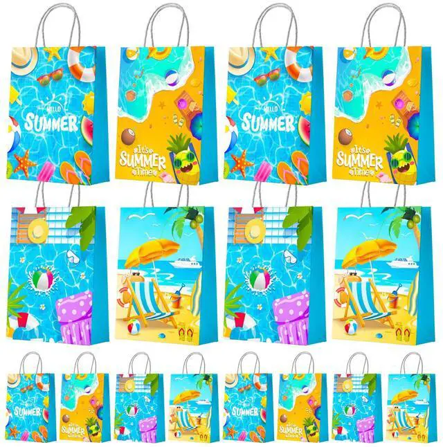 Main image of Beach Ball Gift Bags, 16pcs Pool Birthday Goodie Treat Summer Treat Bags for Summer Pool Party Decorations Summer Party Favors Fillers Supplies