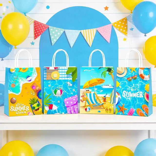 Alt view image 6 of 7 - Beach Ball Gift Bags, 16pcs Pool Birthday Goodie Treat Summer Treat Bags for Summer Pool Party Decorations Summer Party Favors Fillers Supplies