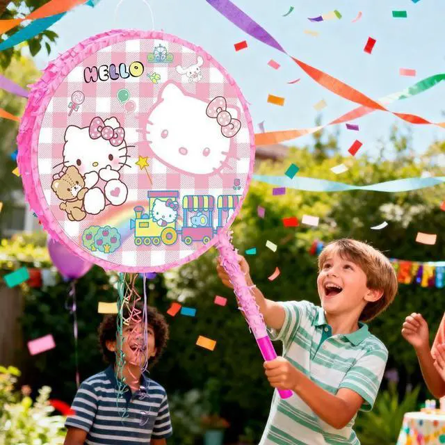 Alt view image 3 of 7 - Hello Kitty Pinata, Hello Kitty Themed Pinata Set - Hello Kitty Party Pinata Sticks, Hello Kitty Party Game Eye Mask ETC. Hello Kitty Pinata Supplies for Hello Kitty Birthday Party Decorations