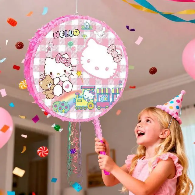 Alt view image 4 of 7 - Hello Kitty Pinata, Hello Kitty Themed Pinata Set - Hello Kitty Party Pinata Sticks, Hello Kitty Party Game Eye Mask ETC. Hello Kitty Pinata Supplies for Hello Kitty Birthday Party Decorations