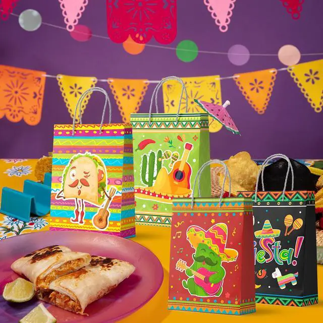 Alt view image 4 of 7 - Mexican Party Favors Bag with Handles, 24pcs Mexican Fiesta Gift Bags/Fiesta Paper Bags/Cinco De Mayo Bags for Cinco De Mayo Party Decorations, Mexican Candy Bags for Mexican Theme Party Decorations