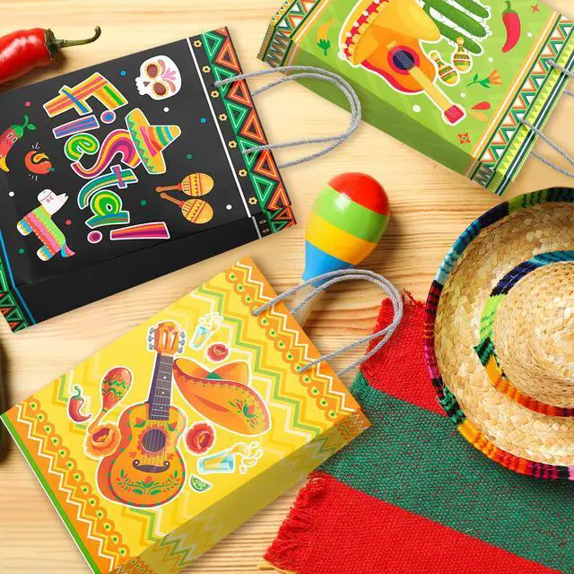 Alt view image 5 of 7 - Mexican Party Favors Bag with Handles, 24pcs Mexican Fiesta Gift Bags/Fiesta Paper Bags/Cinco De Mayo Bags for Cinco De Mayo Party Decorations, Mexican Candy Bags for Mexican Theme Party Decorations