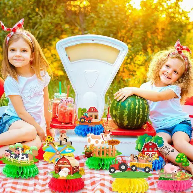 Alt view image 3 of 7 - Farm Honeycomb Ceterpieces, 9 Pcs Farm Animals Honeycomb Decorations, Farm Theme Birthday Party Honeycomb Centerpieces & Farm Animal Party Centerpieces, for Boys/Girls Farm Animal Birthday Decorations