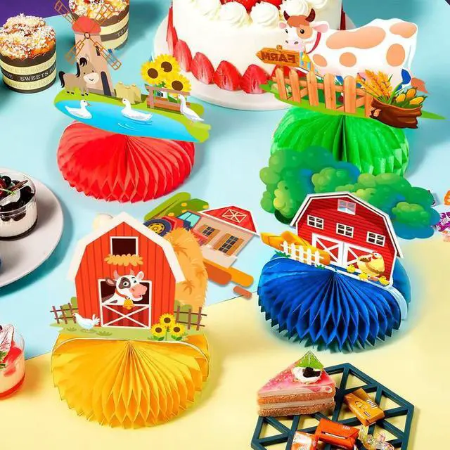 Alt view image 4 of 7 - Farm Honeycomb Ceterpieces, 9 Pcs Farm Animals Honeycomb Decorations, Farm Theme Birthday Party Honeycomb Centerpieces & Farm Animal Party Centerpieces, for Boys/Girls Farm Animal Birthday Decorations