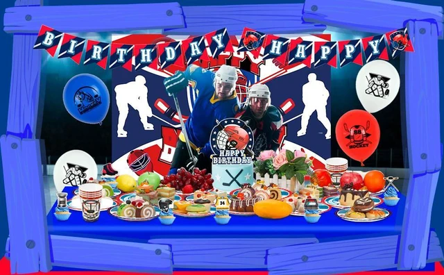 Alt view image 7 of 7 - Hockey Birthday Decorations, 168 Pcs Hockey Party Decorations & Hockey Tableware Set - Hockey Party Balloons Banner Backdrop & Hockey Plates Napkins Tablecloth etc Ice Hockey Birthday Party Supplies