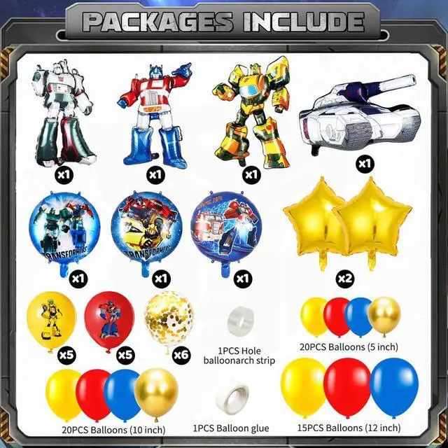 Alt view image 2 of 7 - Transformers Party Decorations,82pcs Transformers Birthday Decorations Balloons Set - Transformers Theme Party Latex Balloons & Foil Balloons for Kids Transformers Party Decorations Favors