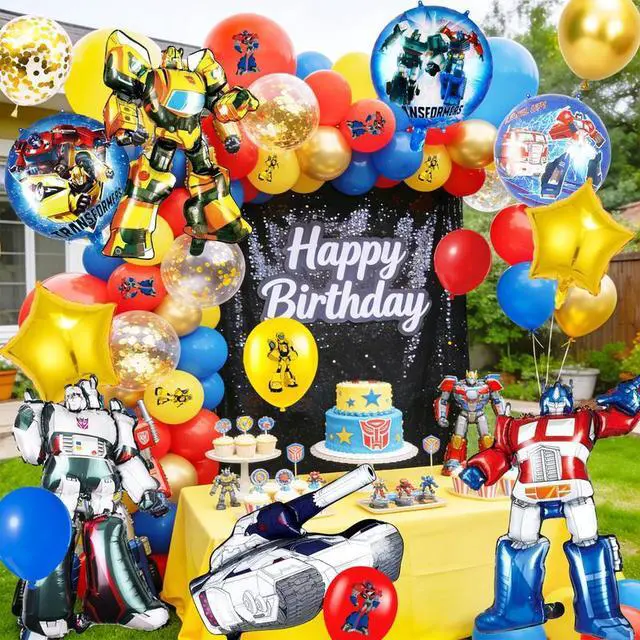 Alt view image 3 of 7 - Transformers Party Decorations,82pcs Transformers Birthday Decorations Balloons Set - Transformers Theme Party Latex Balloons & Foil Balloons for Kids Transformers Party Decorations Favors