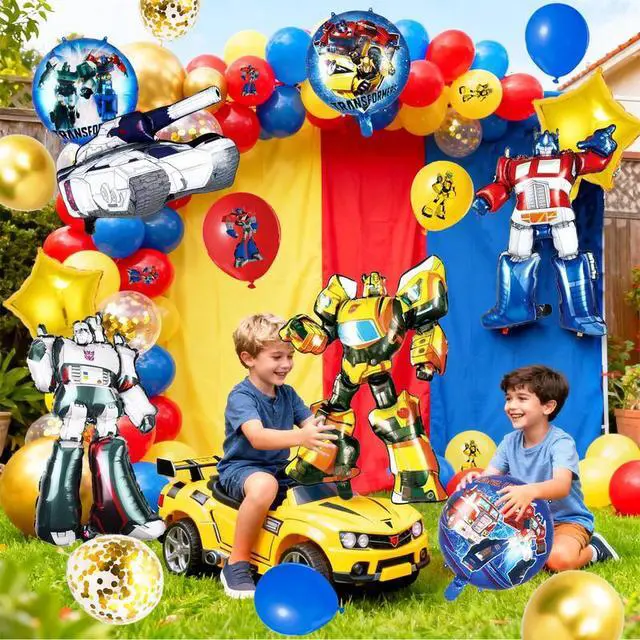 Alt view image 6 of 7 - Transformers Party Decorations,82pcs Transformers Birthday Decorations Balloons Set - Transformers Theme Party Latex Balloons & Foil Balloons for Kids Transformers Party Decorations Favors