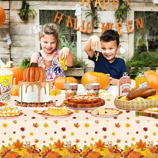Alt view image 4 of 6 - Thanksgiving Party Supplies Tableware, 113 Pcs Thanksgiving Plates and Napkins Sets - Thanksgiving Decorations Plates Tablecloth Napkins Cups for Friendsgiving Decorations & Fall Party Decorations