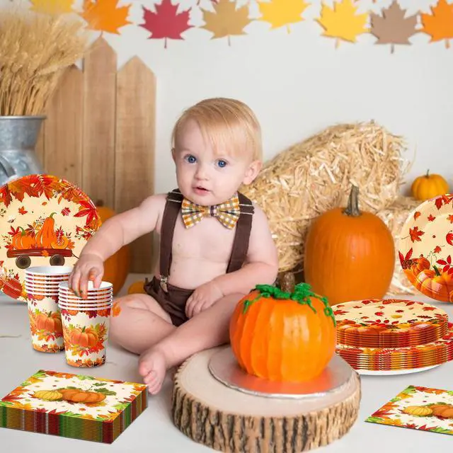 Alt view image 5 of 6 - Thanksgiving Party Supplies Tableware, 113 Pcs Thanksgiving Plates and Napkins Sets - Thanksgiving Decorations Plates Tablecloth Napkins Cups for Friendsgiving Decorations & Fall Party Decorations