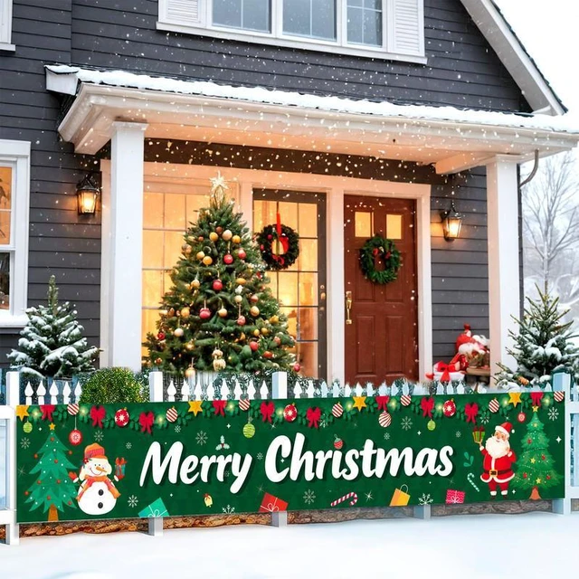 Main image of Merry Christmas Yard Banner,118x19.6'' Christmas Fence Banner Set-Large Merry Christmas Banner,Christmas Party Yard Banner&Christmas Banners for Outside for Yard/Garden/Porch Christmas Decorations