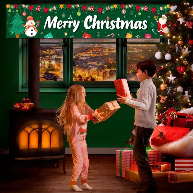 Alt view image 5 of 7 - Merry Christmas Yard Banner,118x19.6'' Christmas Fence Banner Set-Large Merry Christmas Banner,Christmas Party Yard Banner&Christmas Banners for Outside for Yard/Garden/Porch Christmas Decorations