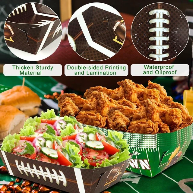 Alt view image 2 of 7 - Football Party Paper Tray, 36 Pcs Football Food Trays Set-Football Party Paper Food Trays,Football Paper Snack Tray&Football Trays for Food,for Football Party Decorations&Football Birthday Decorations