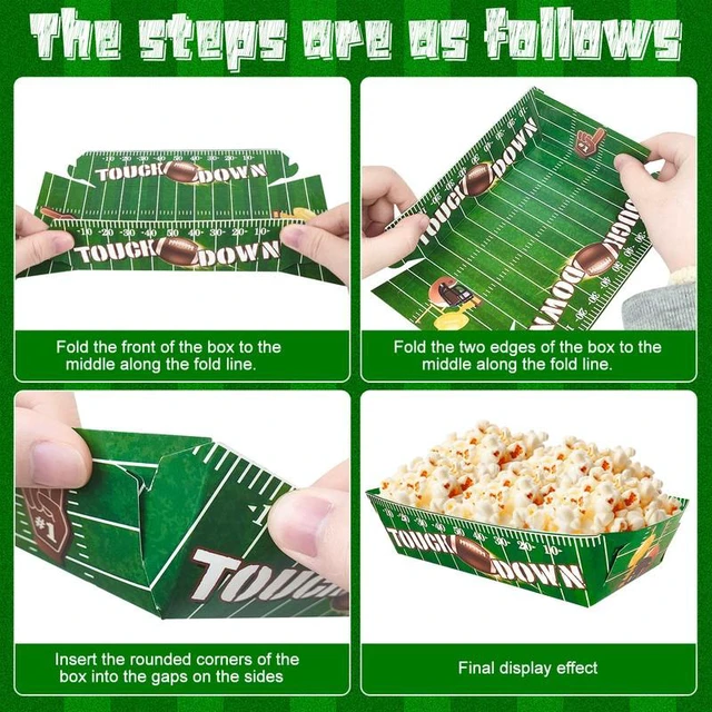 Alt view image 5 of 7 - Football Party Paper Tray, 36 Pcs Football Food Trays Set-Football Party Paper Food Trays,Football Paper Snack Tray&Football Trays for Food,for Football Party Decorations&Football Birthday Decorations
