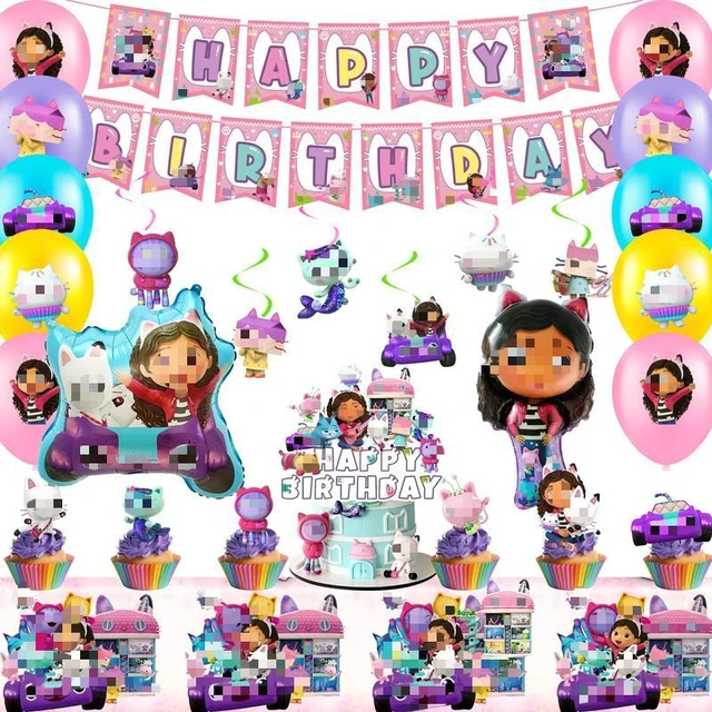 Main image of Gabby Dollhouse Birthday Party Supplies, 35 Pcs Gabby Dollhouse Party Decorations Set - Gabby Dollhouse Birthday Decorations Banners Tablecloth Balloons Cake Toppers etc Gabby Dollhouse Party Supplies