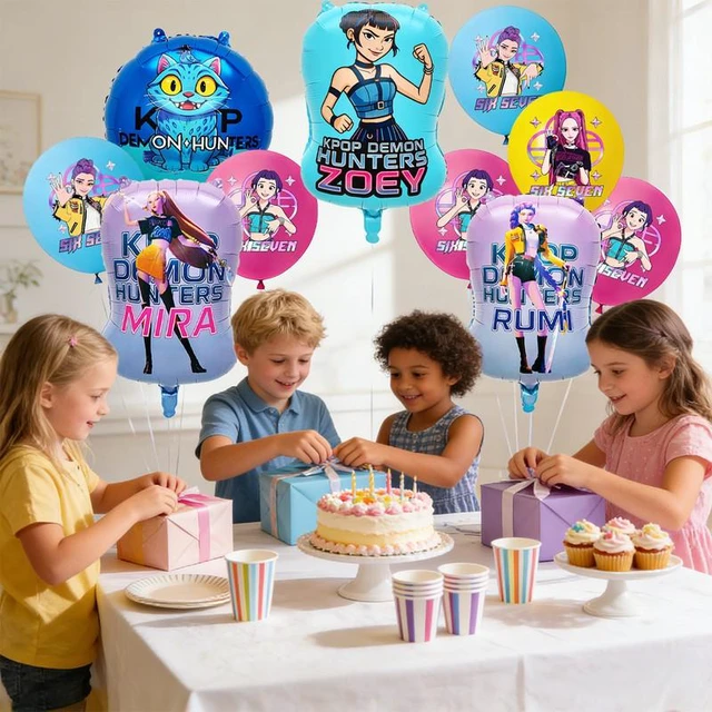 Alt view image 4 of 7 - 22 Pcs Kpop Demon Hunter Birthday Decorations Set - Kpop Demon Hunter Party Foil Balloons&Kpop Demon Hunter Latex Balloons etc Kpop Demon Hunter Party Decorations Supplies
