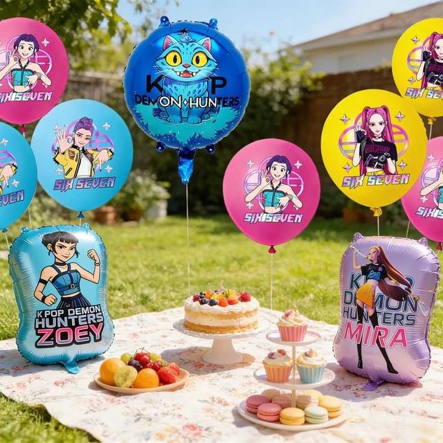 Alt view image 5 of 7 - 22 Pcs Kpop Demon Hunter Birthday Decorations Set - Kpop Demon Hunter Party Foil Balloons&Kpop Demon Hunter Latex Balloons etc Kpop Demon Hunter Party Decorations Supplies