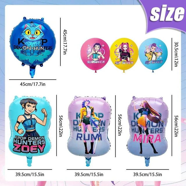 Alt view image 7 of 7 - 22 Pcs Kpop Demon Hunter Birthday Decorations Set - Kpop Demon Hunter Party Foil Balloons&Kpop Demon Hunter Latex Balloons etc Kpop Demon Hunter Party Decorations Supplies