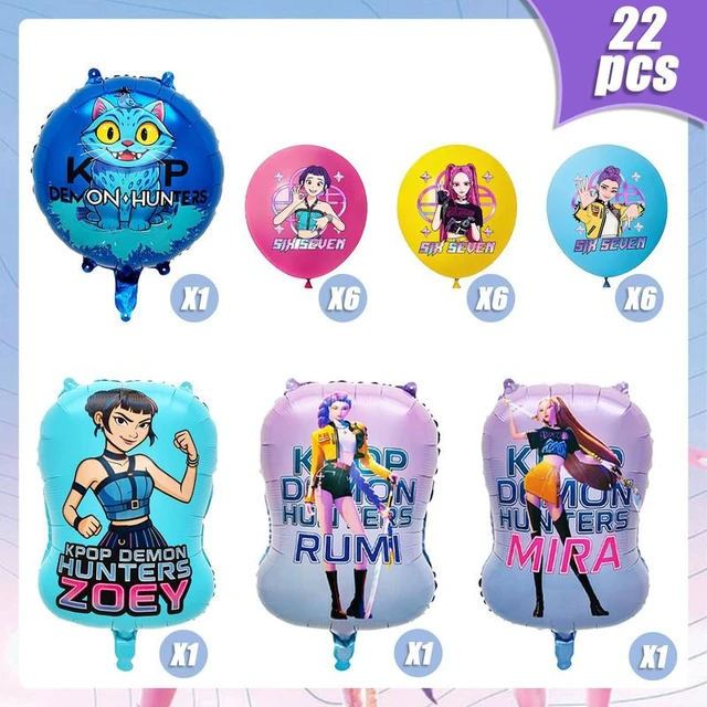 Alt view image 6 of 7 - 22 Pcs Kpop Demon Hunter Birthday Decorations Set - Kpop Demon Hunter Party Foil Balloons&Kpop Demon Hunter Latex Balloons etc Kpop Demon Hunter Party Decorations Supplies