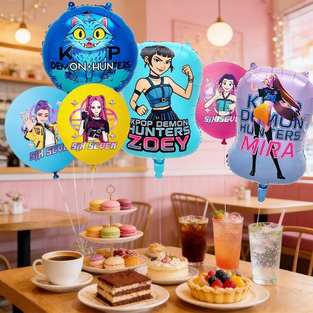 Alt view image 3 of 7 - 22 Pcs Kpop Demon Hunter Birthday Decorations Set - Kpop Demon Hunter Party Foil Balloons&Kpop Demon Hunter Latex Balloons etc Kpop Demon Hunter Party Decorations Supplies