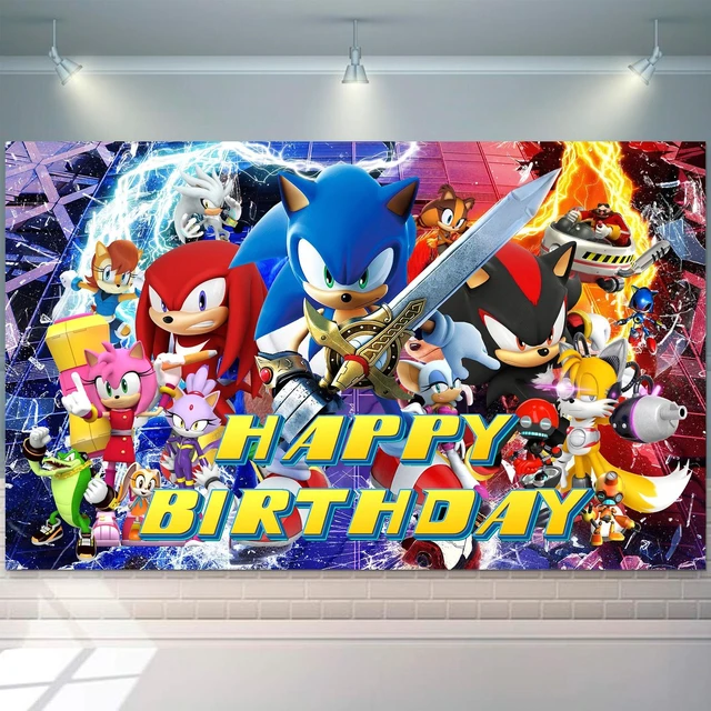 Main image of Sonic Birthday Party Backdrop, 43.3" × 70.8" Sonic Birthday Backdrop Sonic Photo Backdrop Sonic Party Backdrop Sonic Theme Backdrop for Sonic Party Favors/Sonic Birthday Party Decorations