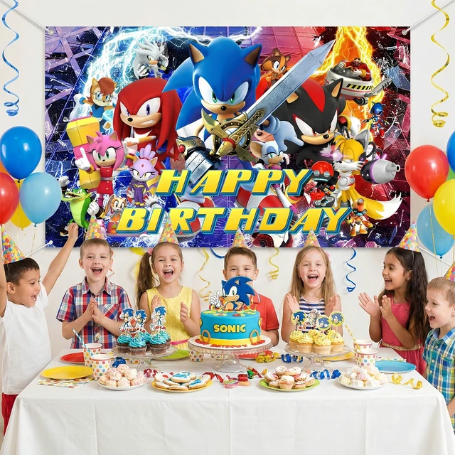 Alt view image 2 of 6 - Sonic Birthday Party Backdrop, 43.3" × 70.8" Sonic Birthday Backdrop Sonic Photo Backdrop Sonic Party Backdrop Sonic Theme Backdrop for Sonic Party Favors/Sonic Birthday Party Decorations