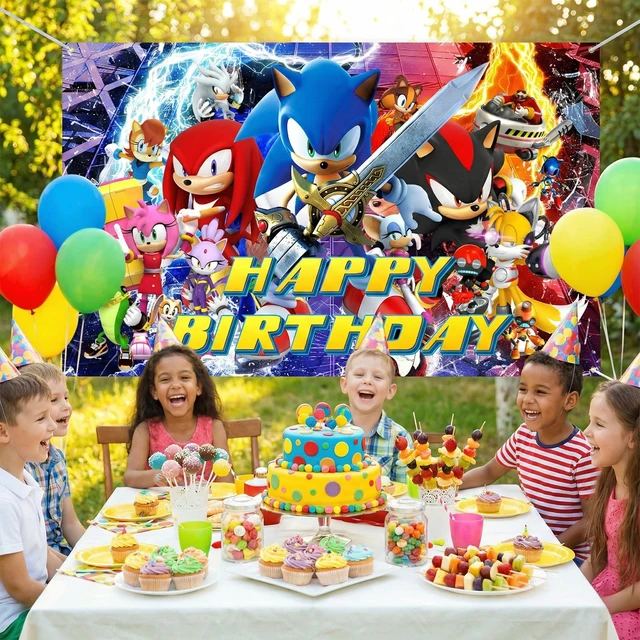 Alt view image 3 of 6 - Sonic Birthday Party Backdrop, 43.3" × 70.8" Sonic Birthday Backdrop Sonic Photo Backdrop Sonic Party Backdrop Sonic Theme Backdrop for Sonic Party Favors/Sonic Birthday Party Decorations