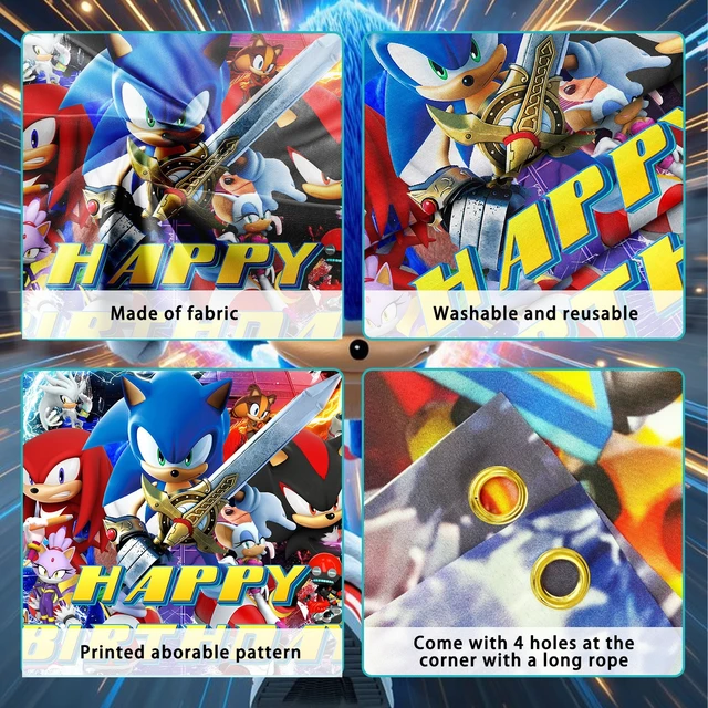 Alt view image 5 of 6 - Sonic Birthday Party Backdrop, 43.3" × 70.8" Sonic Birthday Backdrop Sonic Photo Backdrop Sonic Party Backdrop Sonic Theme Backdrop for Sonic Party Favors/Sonic Birthday Party Decorations