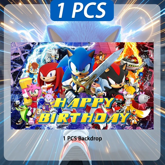 Alt view image 6 of 6 - Sonic Birthday Party Backdrop, 43.3" × 70.8" Sonic Birthday Backdrop Sonic Photo Backdrop Sonic Party Backdrop Sonic Theme Backdrop for Sonic Party Favors/Sonic Birthday Party Decorations