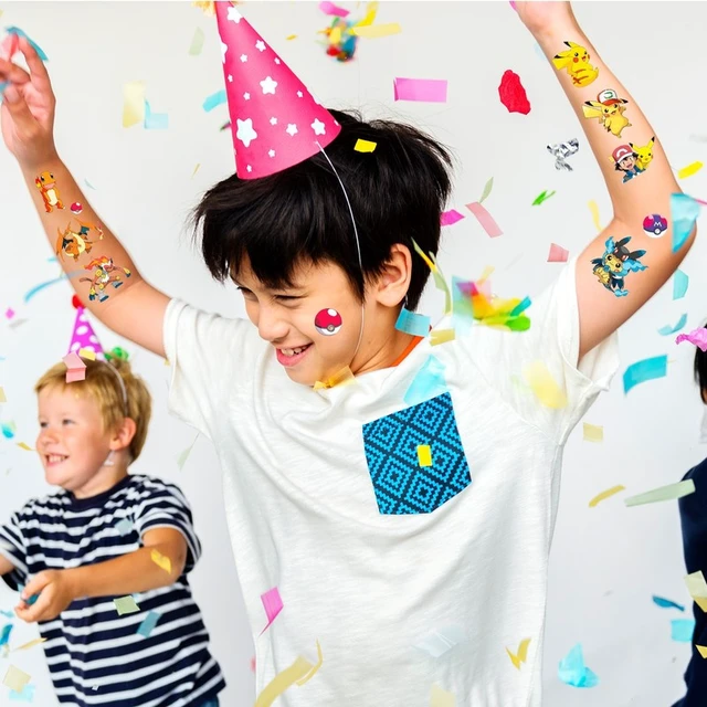Alt view image 2 of 6 - 6 Pcs Pokemon Tattoo Stickers, Pokemon Stickers Set with 95 Different Patterns for Pokemon Party Favors, Pokemon Themed Birthday Party Decorations Kids Decorative Stickers for Boys/Girls