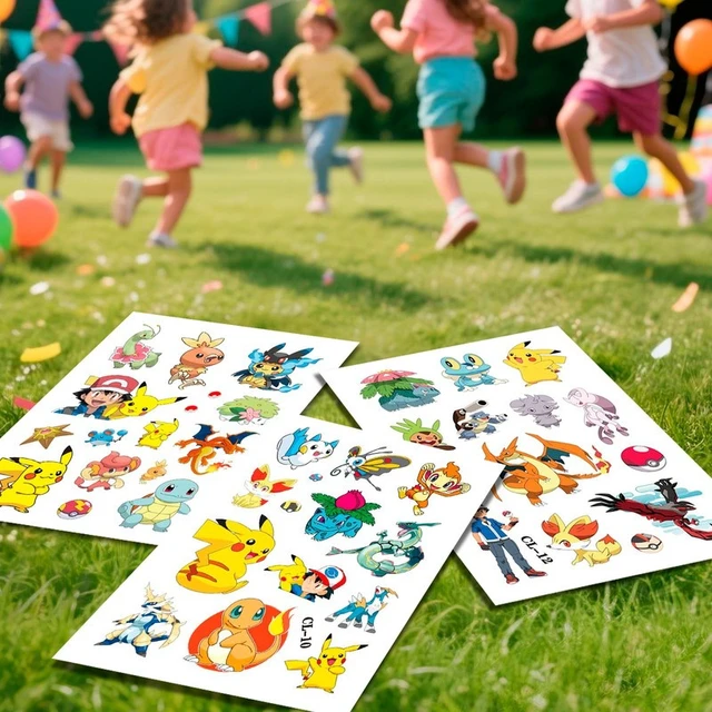 Alt view image 3 of 6 - 6 Pcs Pokemon Tattoo Stickers, Pokemon Stickers Set with 95 Different Patterns for Pokemon Party Favors, Pokemon Themed Birthday Party Decorations Kids Decorative Stickers for Boys/Girls