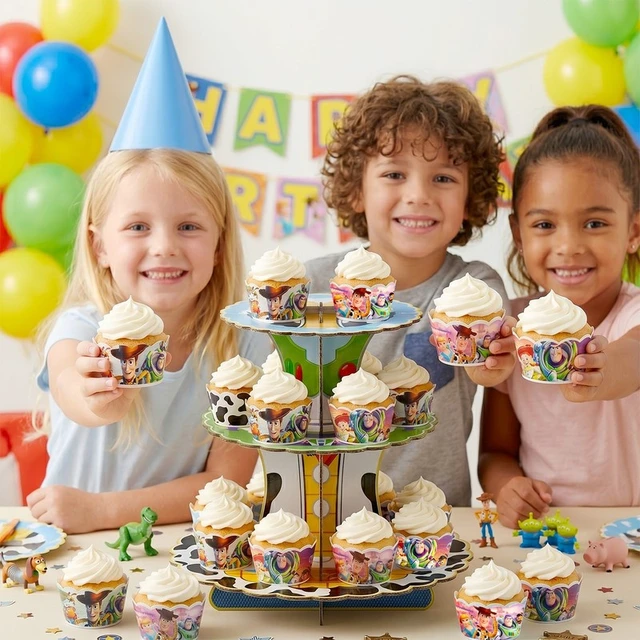 Alt view image 2 of 7 - 3-Tier Toy Story Party Cupcake Stand + 12 Pcs Toy Story Birthday Cupcake Toppers +12 Pcs Toy Story Cupcake Holders for Toy Story Birthday Decorations/Toy Story Party Decorations