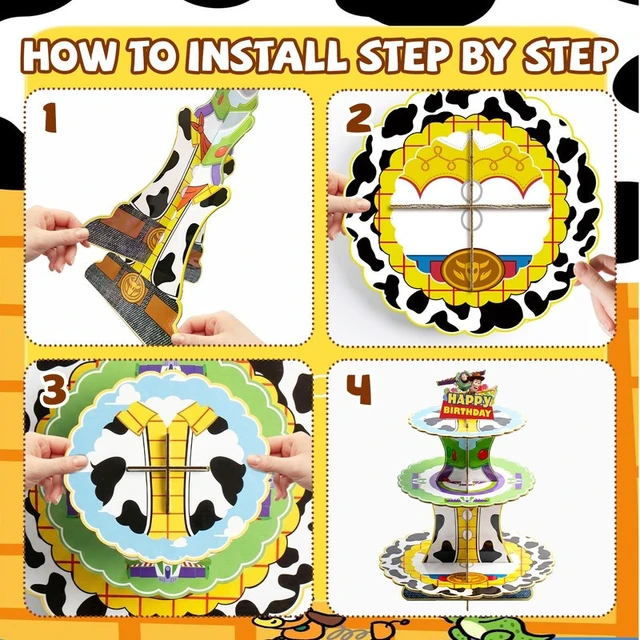 Alt view image 7 of 7 - 3-Tier Toy Story Party Cupcake Stand + 12 Pcs Toy Story Birthday Cupcake Toppers +12 Pcs Toy Story Cupcake Holders for Toy Story Birthday Decorations/Toy Story Party Decorations